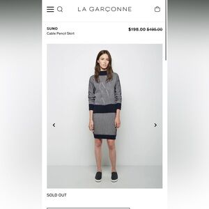 💕 $495 SUNO STUNNING CABLE KNIT PENCIL SKIRT, 100% Wool, Sz XS